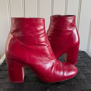 Zara red ankle boots